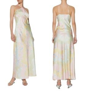 Something New Claudia Halter Satin Slipdress Mix Print Size Large NWOT $115 MSRP
